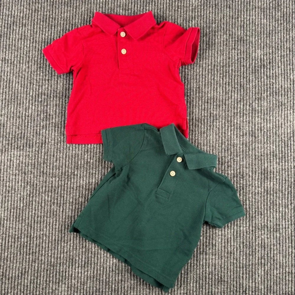 The Childrens Place Kids 6-9M‎ Red and Green Pique Polo Shirts 2 Pack 925